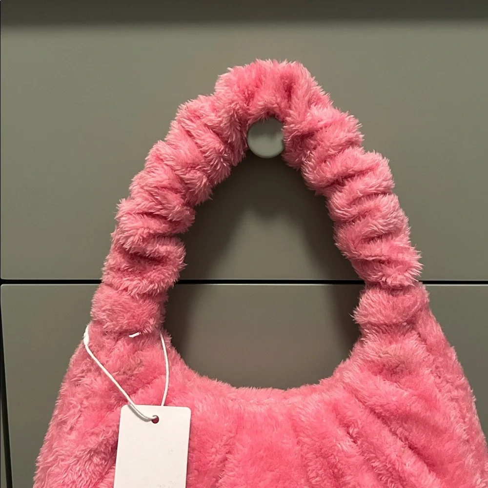 JW PEI Gabbi Terry Ruched Pink Faux Fur Fuzzy Hobo Handbag Revolve